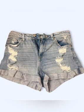 Rewash Light Blue Distressed Cuffed Denim Shorts